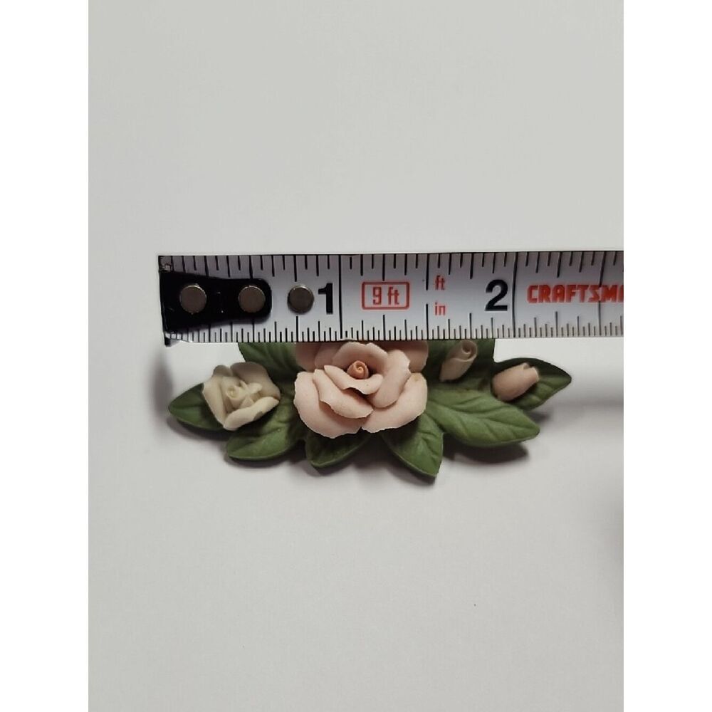 Porcelain Rose Flower Brooch - Picture 2 of 3
